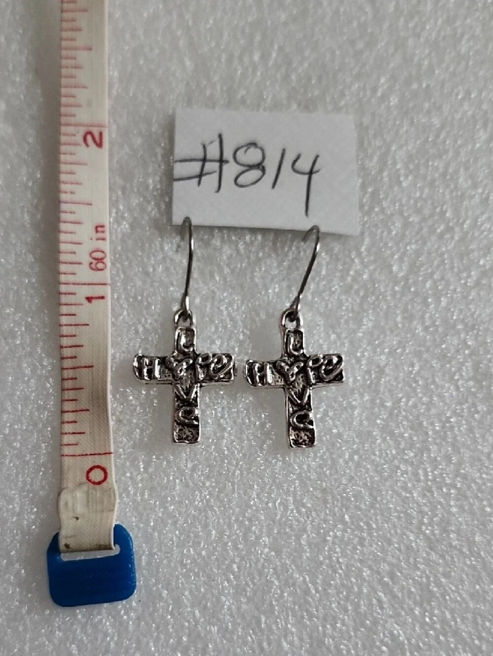 Hand Crafted Silver Cross Dangle Earrings - Silver